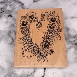 PSX Rubber Stamp Pansy Heart Wreath Pansies Flowers Floral‎ Card Making K-2555